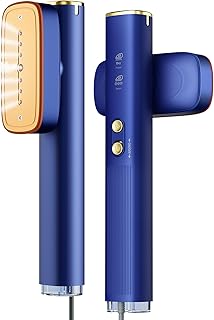 Plancha Vertical Vapor - 1200W Steamer, calentamiento rápido en 15s, tanque grande de 120ml, rendimiento de vapor constante de 22 gramos por minuto, Plancha Vapor Viaje 2 en 1 Azul.