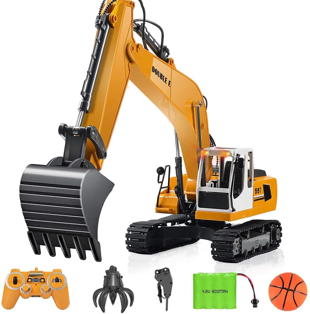 s-idee® E561-003 1/16 Rc Pelle + 3 pièces jointes 15 canaux Excavatrice 1:16 avec 2,4 GHz télécommandée avec Batterie et Chargeur