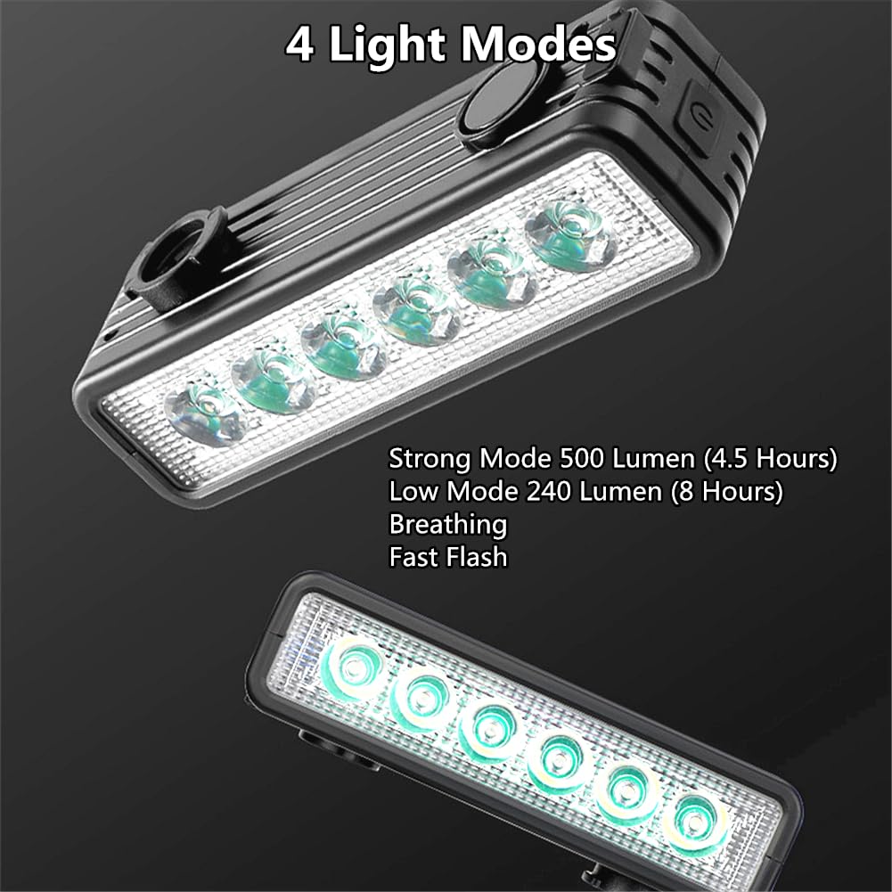 Phares de Vélo avec Klaxon, WASAGA Feux Avant de Vélo à 6 LED avec Klaxon à Distance Filaire et Batterie Intégrée de Grande Capacité pour Un Mode D'éclairage Le Plus Lumineux Pendant 4,5 Heures