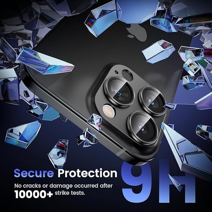 Image of Camera Lens Protector for iPhone 16 Pro /16 Pro Max | [Drop Protection] Tempered Glass | Metal Ring | Case Friendly | Scratch Resistant | Easy Installation (BLACK)