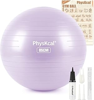 PhysKcal Gym Ball 55-85cm Exercise Swiss Ball for Fitness Yoga Pilates Pregnancy, Anti Burst Ball Chair for Balance, Stabi...