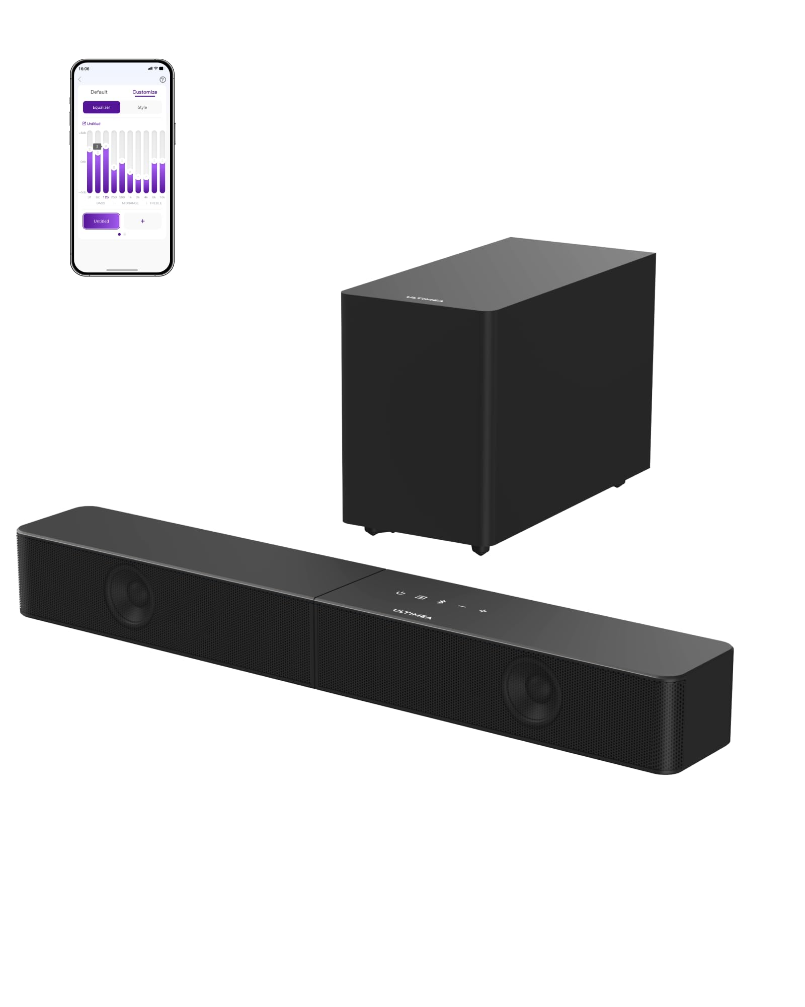 ULTIMEA 2.1Ch Soundbar con Subwoofer Wireless, VoiceMX e BassMX, App Controllo, 240W Potenza di Picco Soundbar per Smart TV, Bassi Regolabili, HDMI, Ottico, Bluetooth 6.0, Poseidon M30 (Modello 2026)