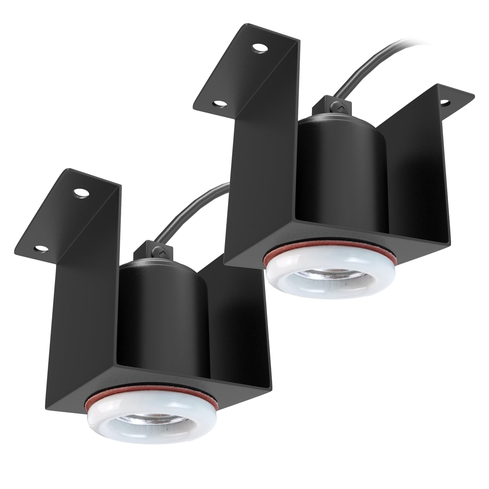 Reptile Ceramic Socket Heat Lamp Fixture, 2Pcs Terrarium Clamp Light Holder for Lizard, Gecko, Snake, Bearded Dragon, Dual On/Off Switch, 300W Max (Bulbs Not Included)