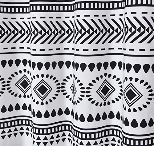 Dosly Idées Tassel Shower Curtain, Black And White,Boho Tribal Striped Bathroom Curtain Set With Hooks,72 X 72 In #TOP3