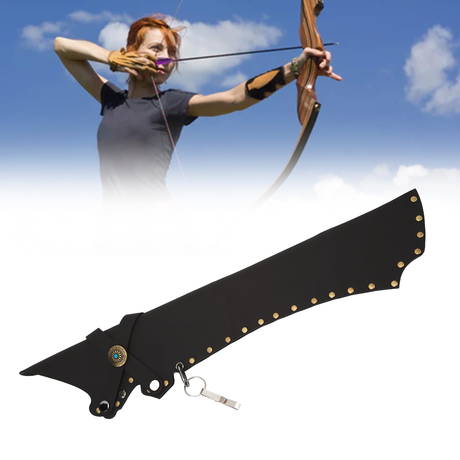 Faretra Per Frecce In Pelle PU - Porta Frecce Per Tiro Con L'Arco | Capacit&agrave; 12 Frecce | Con Clip Da Cintura