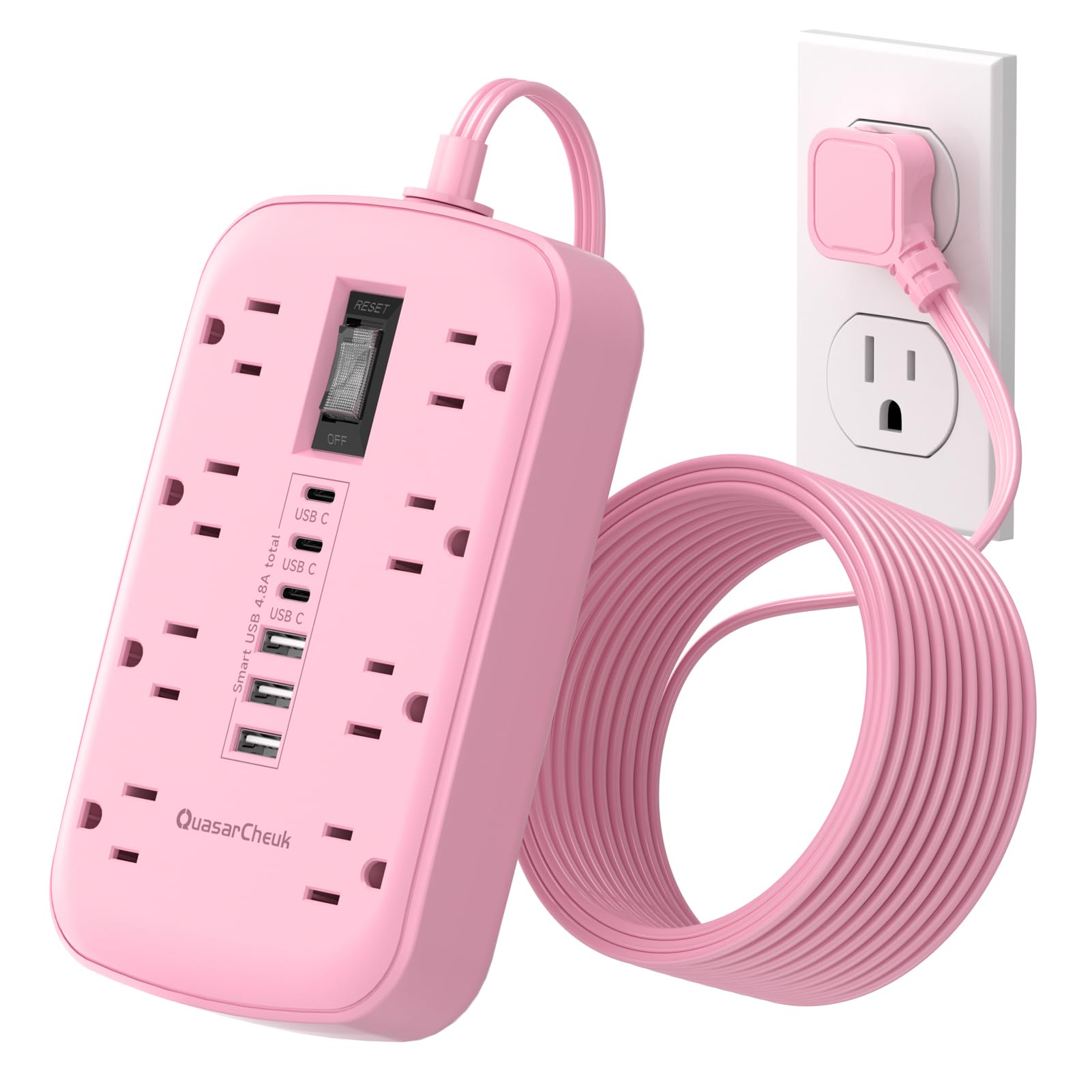 Pink Extension Cord with Surge Protector