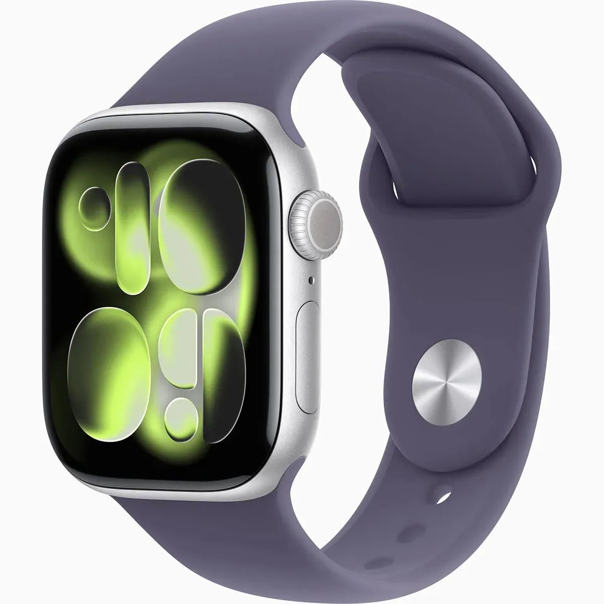 Apple Watch Series 11 [GPS, 46mm] Silver Aluminum Case with Purple Fog Sport Band, M/L (Renewed)