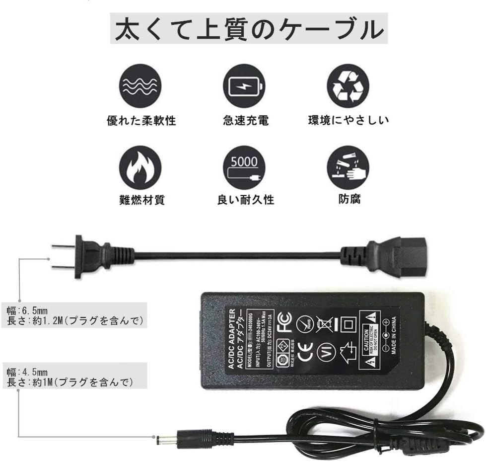 Amazon 汎用acアダプター 24v 3a 電源アダプター 72w最大 Led テープライト ビデオカメラ 監視カメラ用 24v Dcアダプター 電源アダプター Ac100v Dc24v 変換アダプター Ac Dcコンバーター 安定化電源 Guanting 変換アダプター 変換プラグ