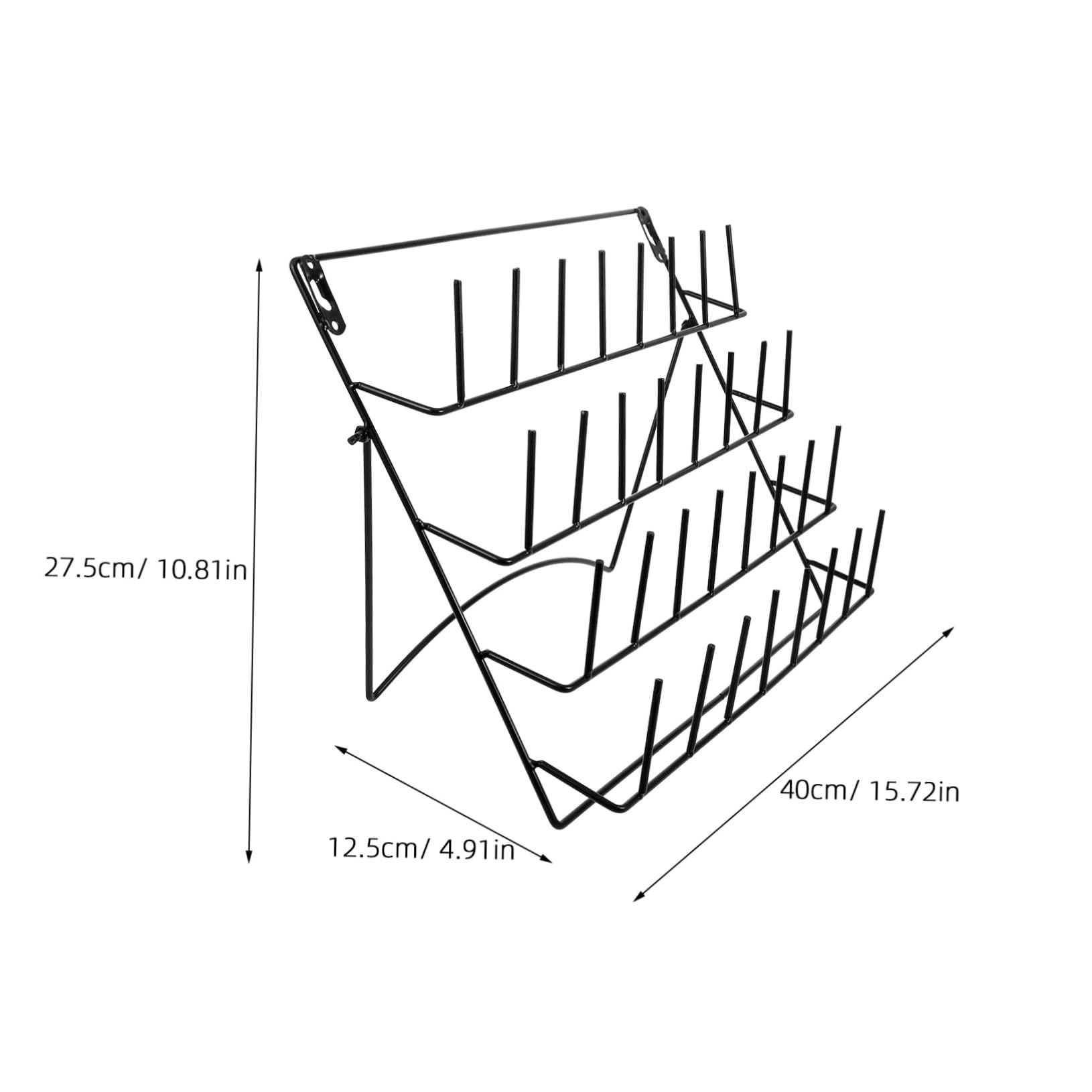 SOLUSTRE Wrought Iron Storage Rack Display Shelves Organizer Shelf Dry Rack for Clothes Display Stand Bottle Organizer Wall Mounted Clothes Drying Rack Holder Beaker Draining Rack Black