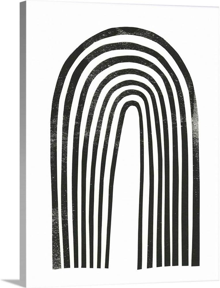 CANVAS ON DEMAND Arcobaleno Nero I Canvas Wall Art Print by Emma Scarvey, Abstract, Contemporary, Minimalist, Home Decor, Black and White Artwork,12" x16in