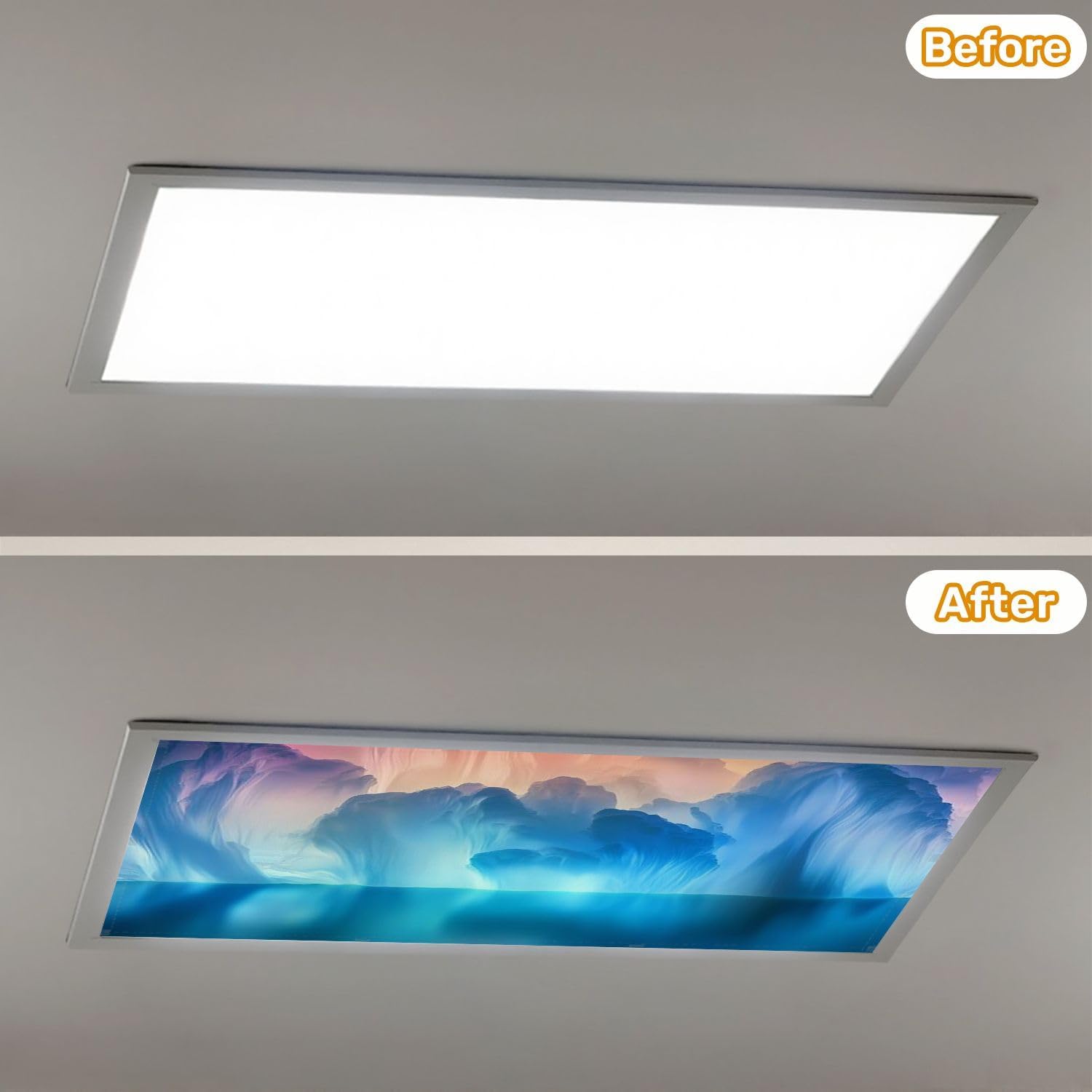 Fluorescent Light Covers for Ceiling Lights Magical world Abstract Landscape surreal lake reflections art Easy to Install Magnetic Light Filter for Classroom Office Hospitals School Home Decor