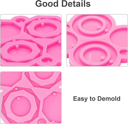 Miniatura 5 de Kit de 102 moldes de resina, 2 moldes de silicona para aretes, moldes de fundición de epoxi, moldes de aretes con ganchos para aretes para bricolaje