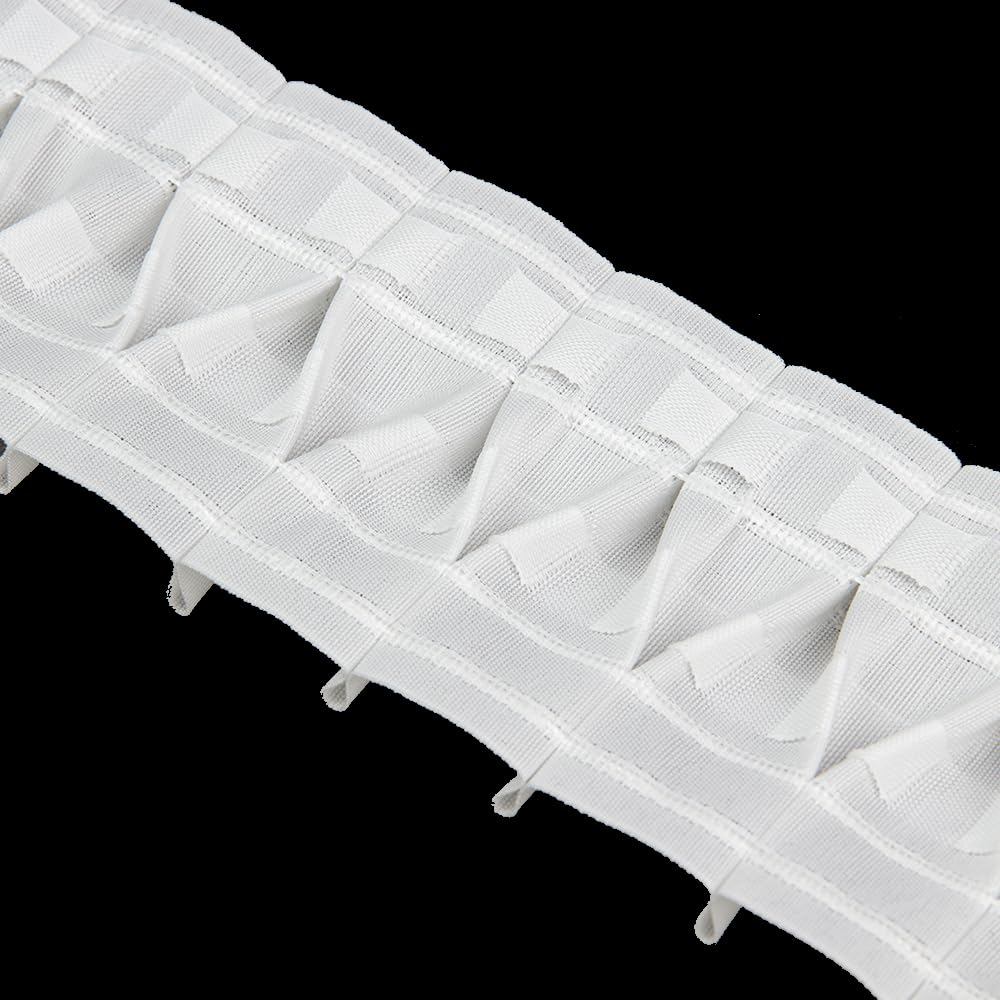 Gardinenband 50 Meter Smokfalten 80 mm 1:2.0 100% Polyester Weiß Faltenband zum Annähen für Vorhänge und Gardinen 3948P