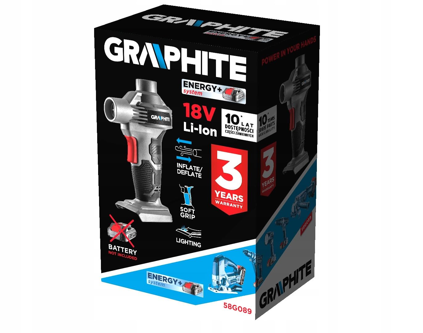Pompka Kompresor Akumulator 2AH Ładowarka GRAPHITE