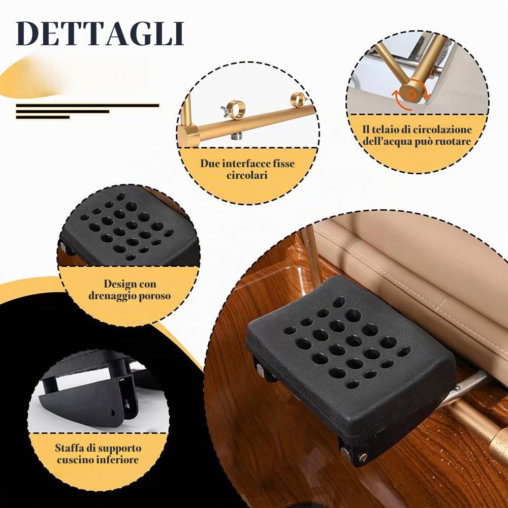 Supporto per Circolazione Dell'acqua,Telaio per Attrezzatura per Spa per la Testa,Head Spa Terapia dell'Acqua Portatile Accessori,con Kit di Cuscini,360° Regolabile,Per la cura del cuoio capelluto