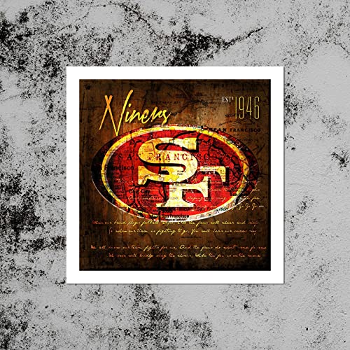 San Francisco City 49Ers American Football Poster Sports Vintage Map Canvas Wall Art Print Painting Modern Home Living Room Office Wall Decor Gifts (A,16X16Inch-Canvas) #TOP2