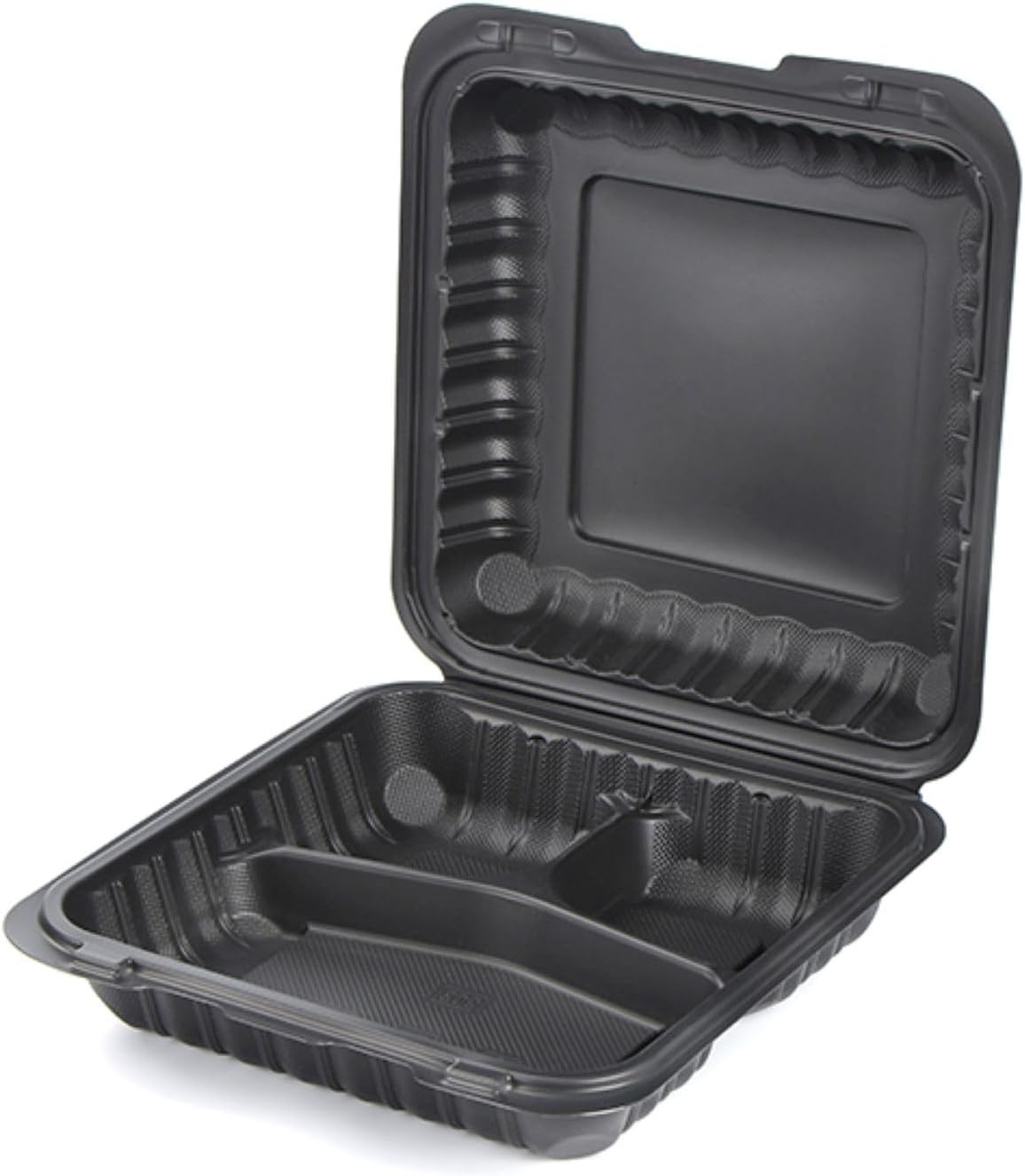 150-Count 3-Compartment Hinged Black Meal Prep/Take Out Containers - 9"