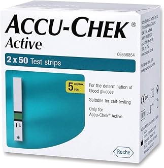 Accu-Chek Active Test Strips | For use with Accu-Chek Active Glucometer | Pack of 100 Strips