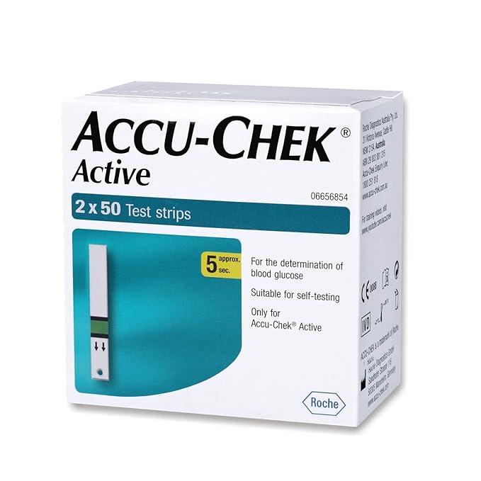 Accu-Chek Active Test Strips | For use with Accu-Chek Active Glucometer | Pack of 100 Strips