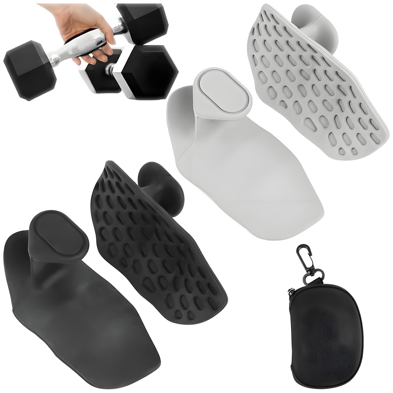 2 Pares Empuñaduras de Levantamiento sin Dedos, con Bolsa de Almacenamiento, Empuñaduras de Gimnasio, Fitness Grip Pads De Silicona, para Gimnasios, Culturismo, Halterofilia
