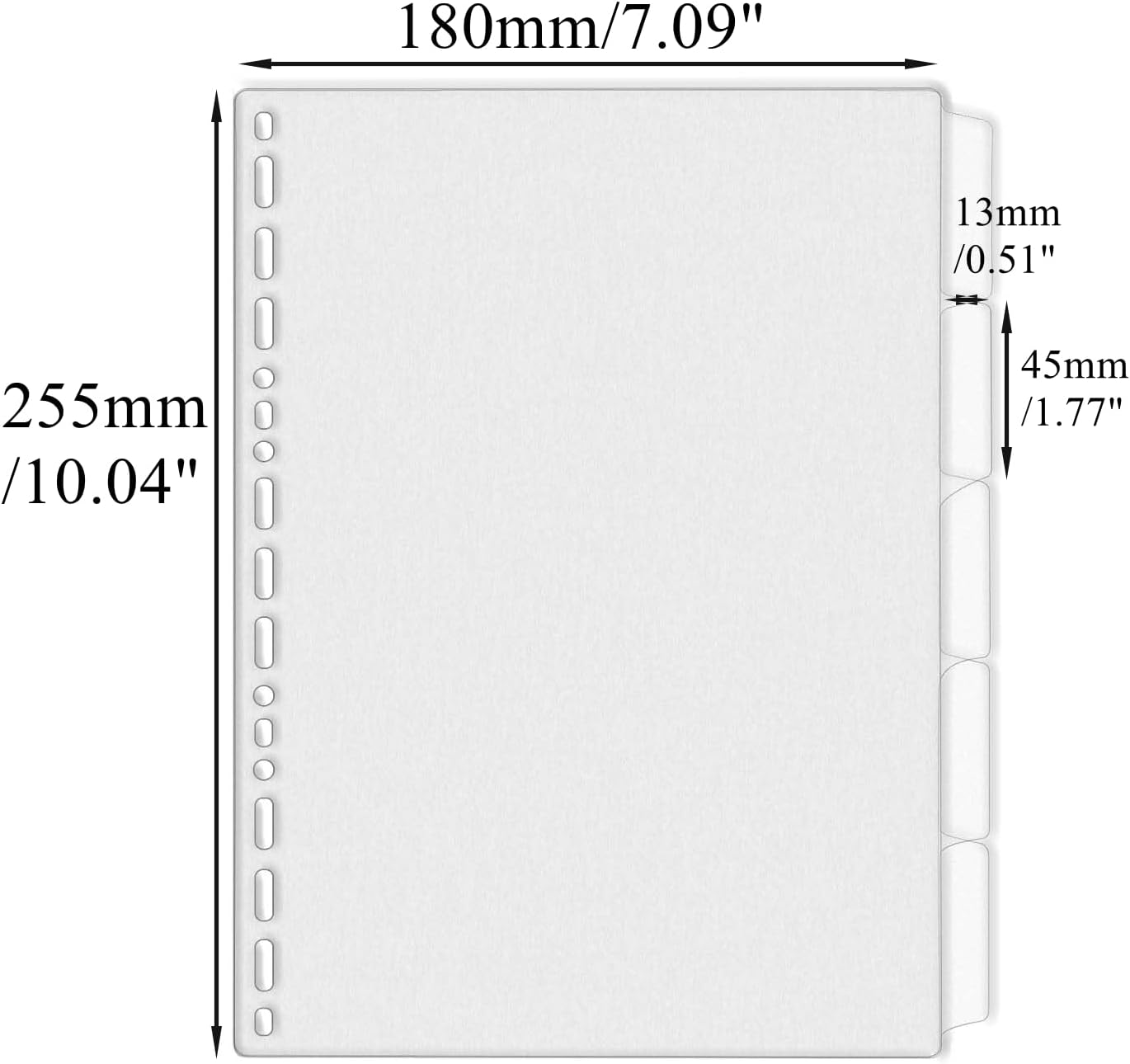 5pcs B5 Binder Dividers 5-Tab Frosted Plastic Index Divider 17-Hole Planner Insets Refillable Dividers Protectors for Binder Accessories Notebook Organizer (B5-17Holes) image 3