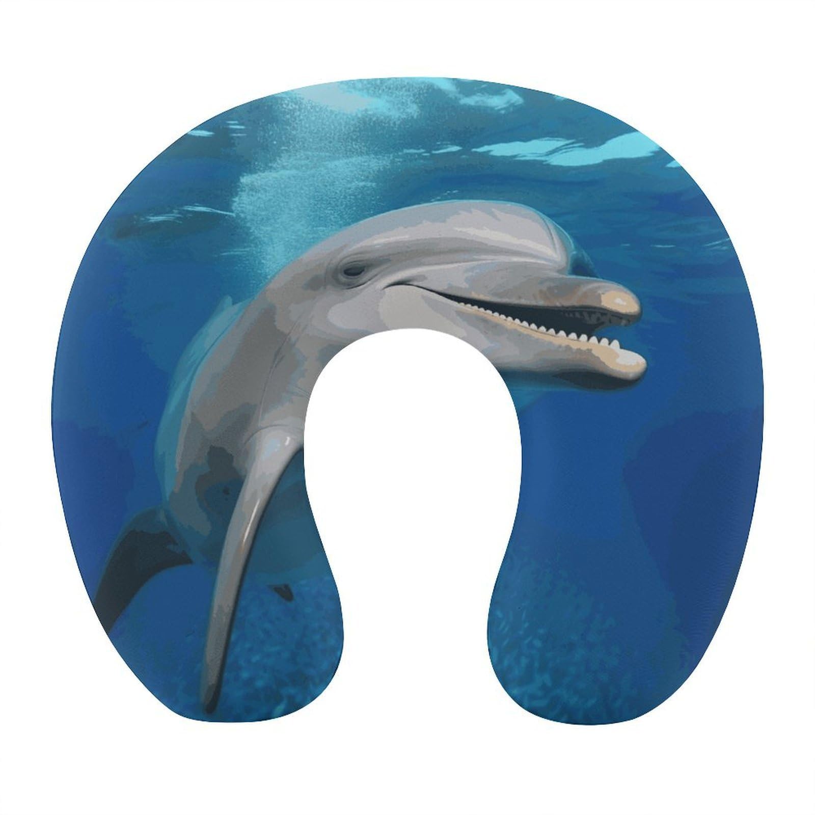 Btcowzrv Style Happy Dolphin U Shaped Neck Pillow Travel Pillows