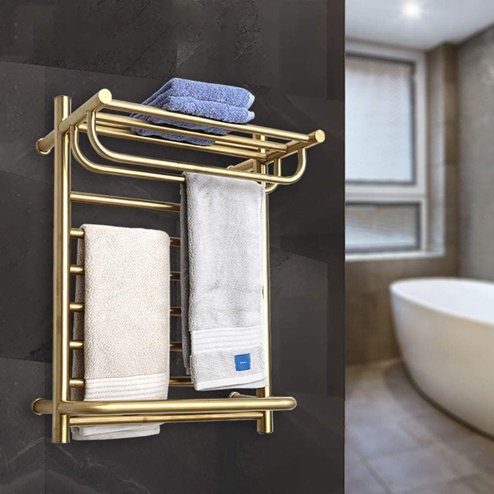 Towel Warmers Wall Mounted Electric Heating Towel Rack Stainless Steel Drying Rail for Home Bathroom Constant Temperature Gold