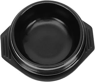 IMIKEYA Korean Dolsot Stone Bowl - Traditional Korean Hot Pot Cooking Pot with Lid and Tray - for Bibimbap Sizzling Stews and Soup Ceramic Cookware for Home Use