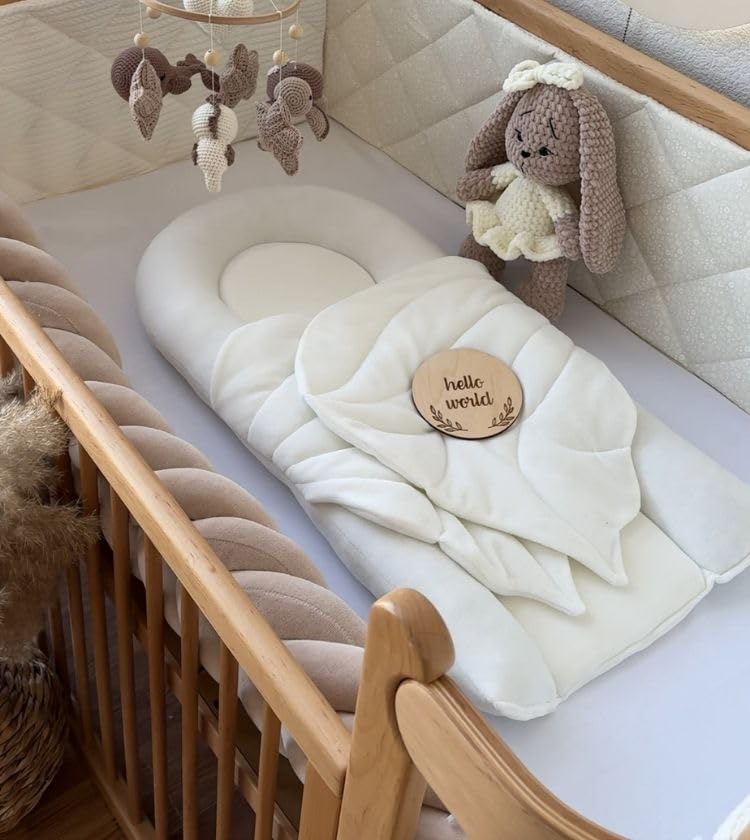 Miniatura 2 de Tumbona hecha a mano para bebés, nido de algodón suave para el tiempo boca abajo, cambios de pañales y juego, materiales hipoalergénicos, dos
