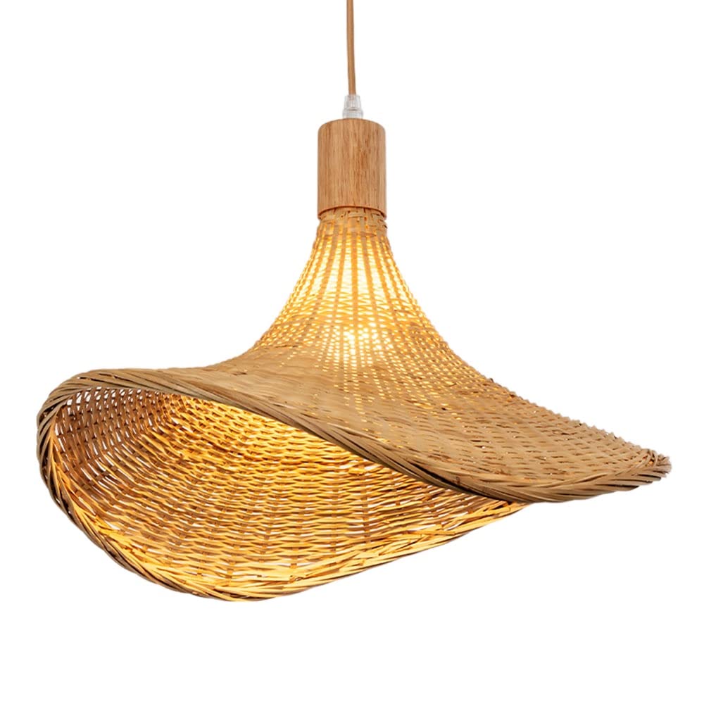 LYMSXAZOU Pendant Light Fixtures Farmhouse Hand-Woven Rattan Chandeliers Coastal Woven Hanging Southeast Asia Style Fixture For Kitchen Island, Living Room, Dining E27