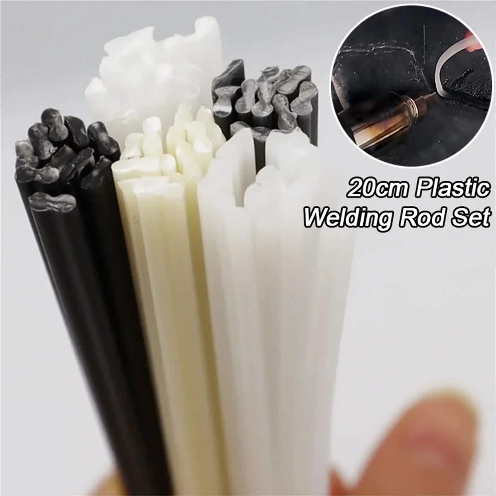 ręczne spawarki Zestaw prętów spawalniczych z tworzywa sztucznego 20 cm ABS/PP/PVC/PE do naprawy zderzaków samochodowych 5X2 mm, akcesoria lutownicze(PP black,50pcs)
