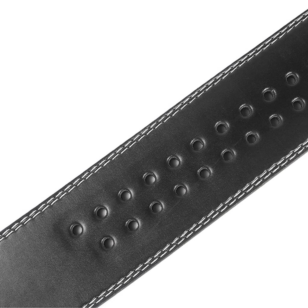 Ceinture d'haltérophilie réglable en cuir 10,2 cm rembourrée 10 trous Gym Fitness Bodybuilding Workout for Squats Deadlifts Support lombaire for le dos Exercice Équipement de musculation, Noir ( Size