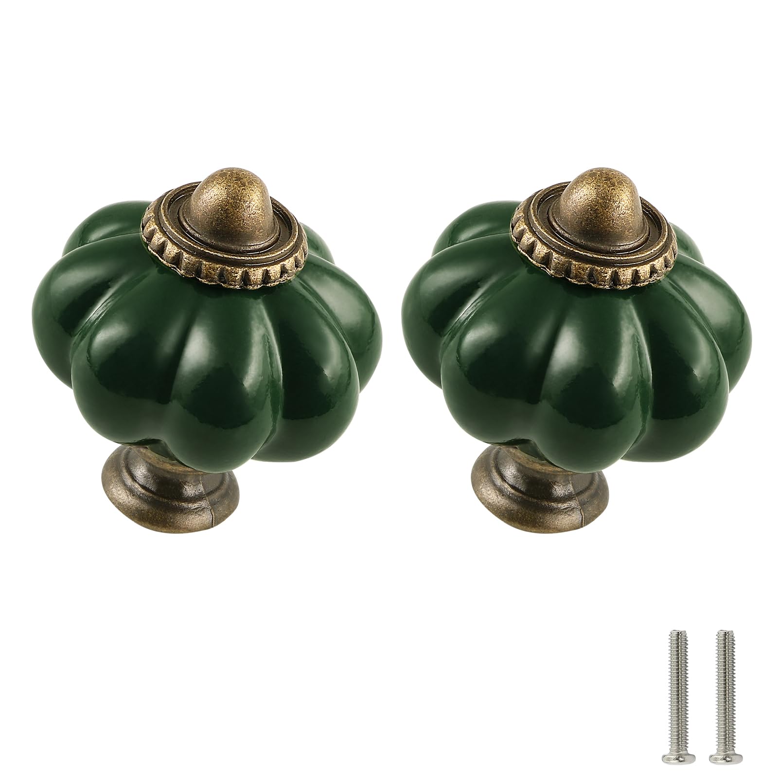 Zernmiarder 2 Pack Vintage Dark Green Ceramic Knobs with Screws for Cupboard, Drawer, Cabinet and Home DIY Project โ image 1