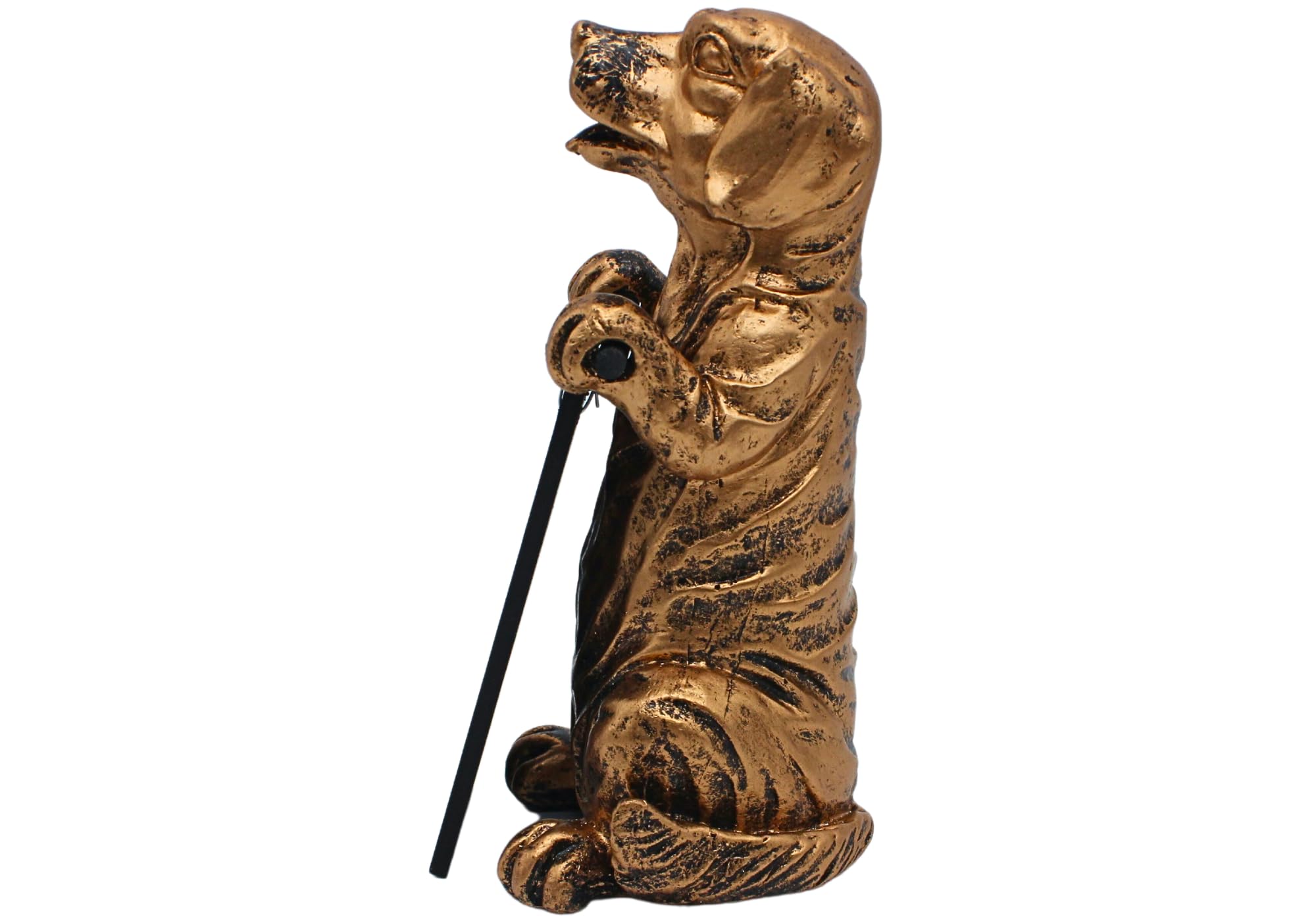 Dekohelden24 Decorative dog figure in gold, with board for labelling size: L/W/H approx. 9.5 x 12.5 x 22 cm, 22 cm - Image 2