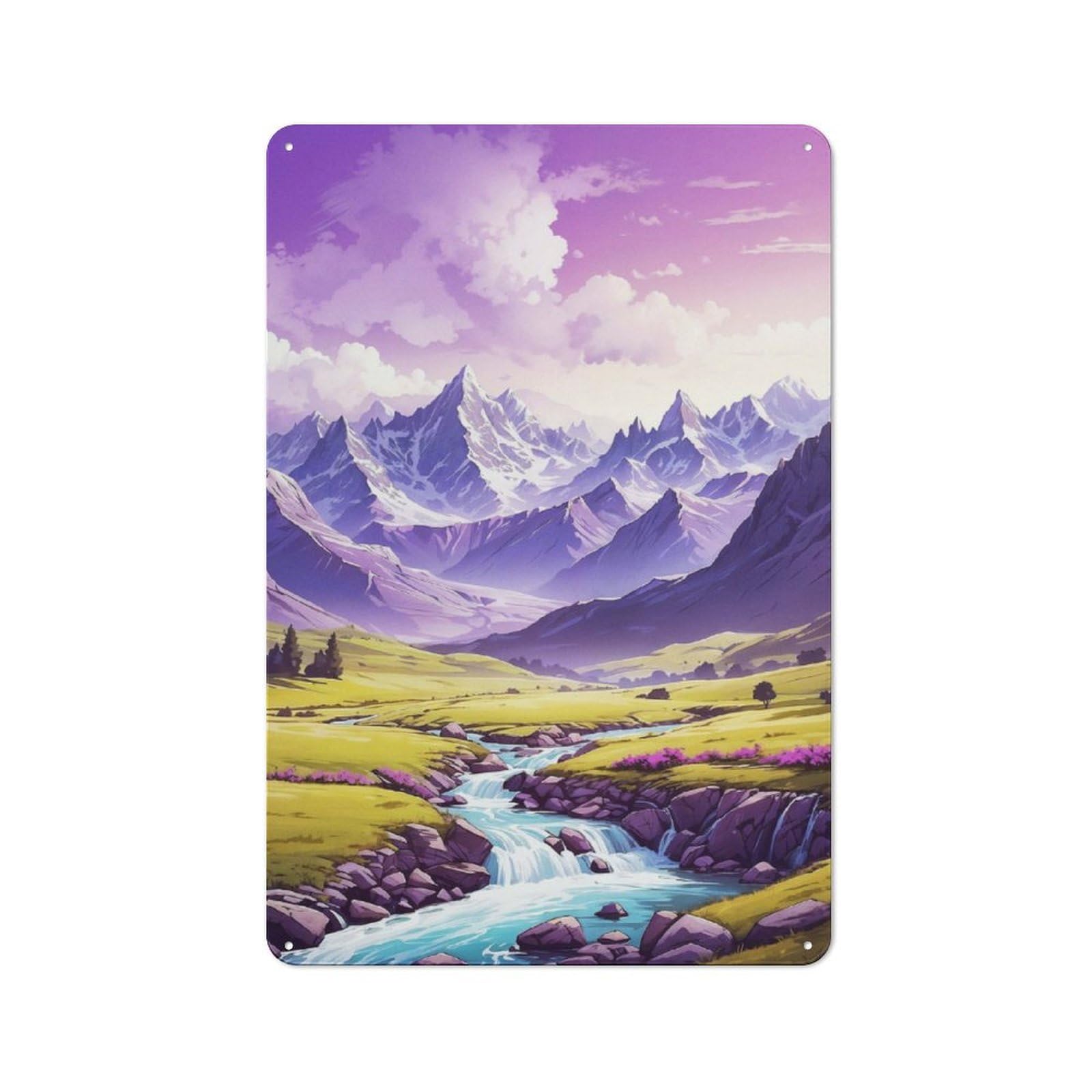 Junmoney The River In The Mountains Vintage Tin Sign 30X20cm With For Man Cave Or Games Room, Suited To Wall Displays In Games Rooms And Man Caves