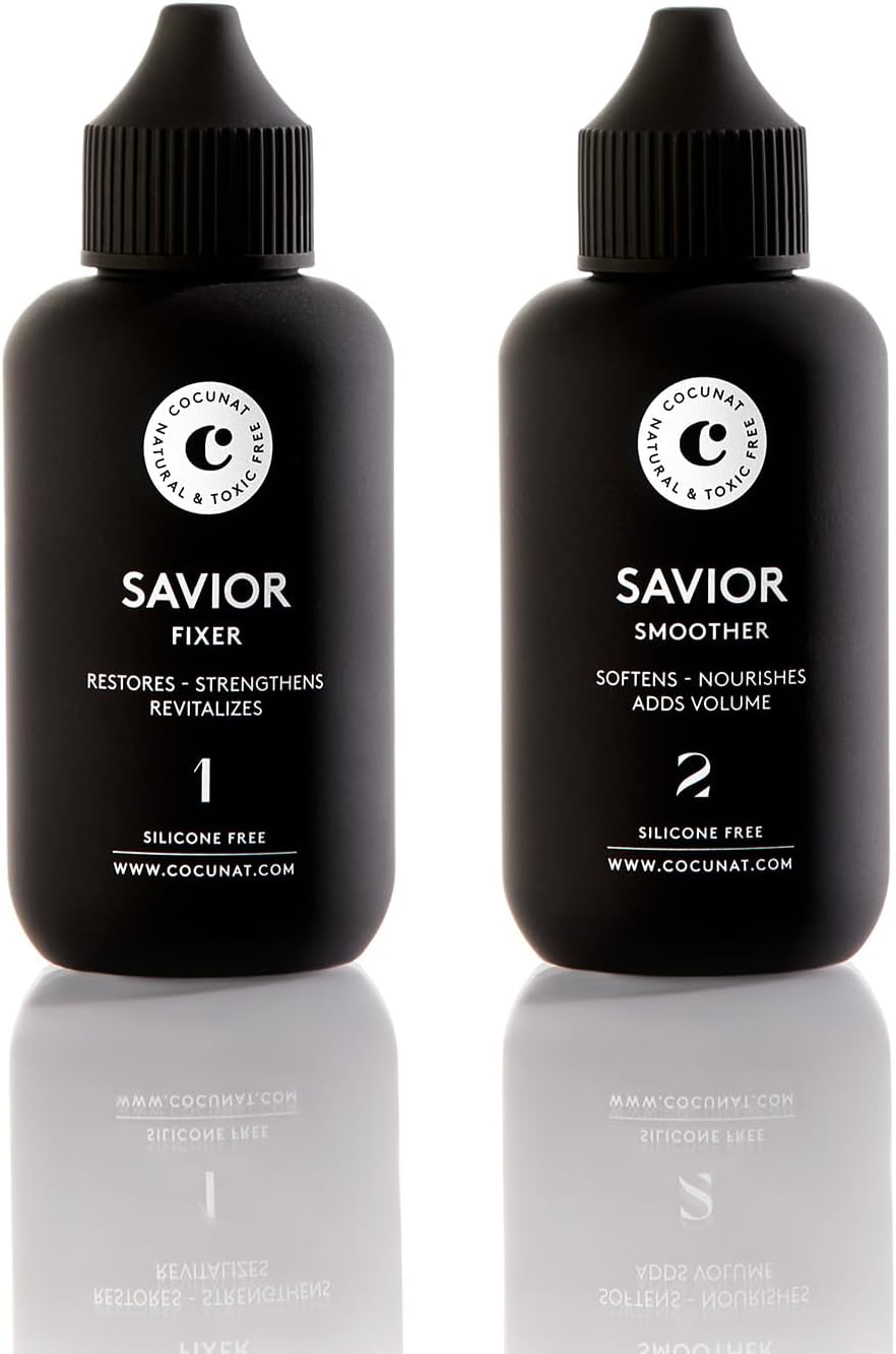 COCUNAT – Savior – Traitement Capillaire Reconstructeur et Réparateur – Pour les Cheveux Abîmés, Cassants ou Teints – Répare Entièrement la Construction de L’intérieur – Sans Silicone – 2 x 100ml