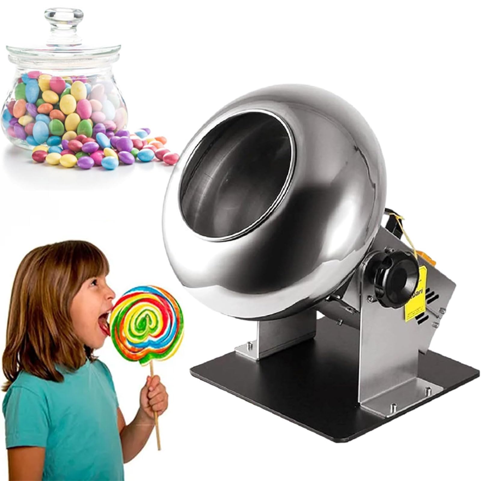 Automatische Bonbon-Überzugsmaschine, 200 W, 58 U/min, Tisch-Schokoladenüberzugsmaschine, Höhe Und Winkel Verstellbar, Poliermaschine Aus Edelstahl Für Schokolade, Bonbons, Erdnüsse, Nüsse