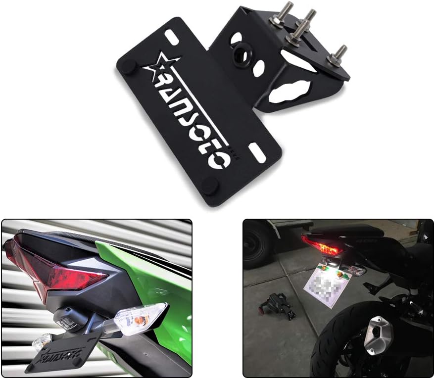 RANSOTO Motorsports Ninja 400 Ninja 250 License Plate Bracket Compatible with 2018-2021 Kawasaki Ninja 400 Ninja 250 Z400 Fender Eliminator Kit