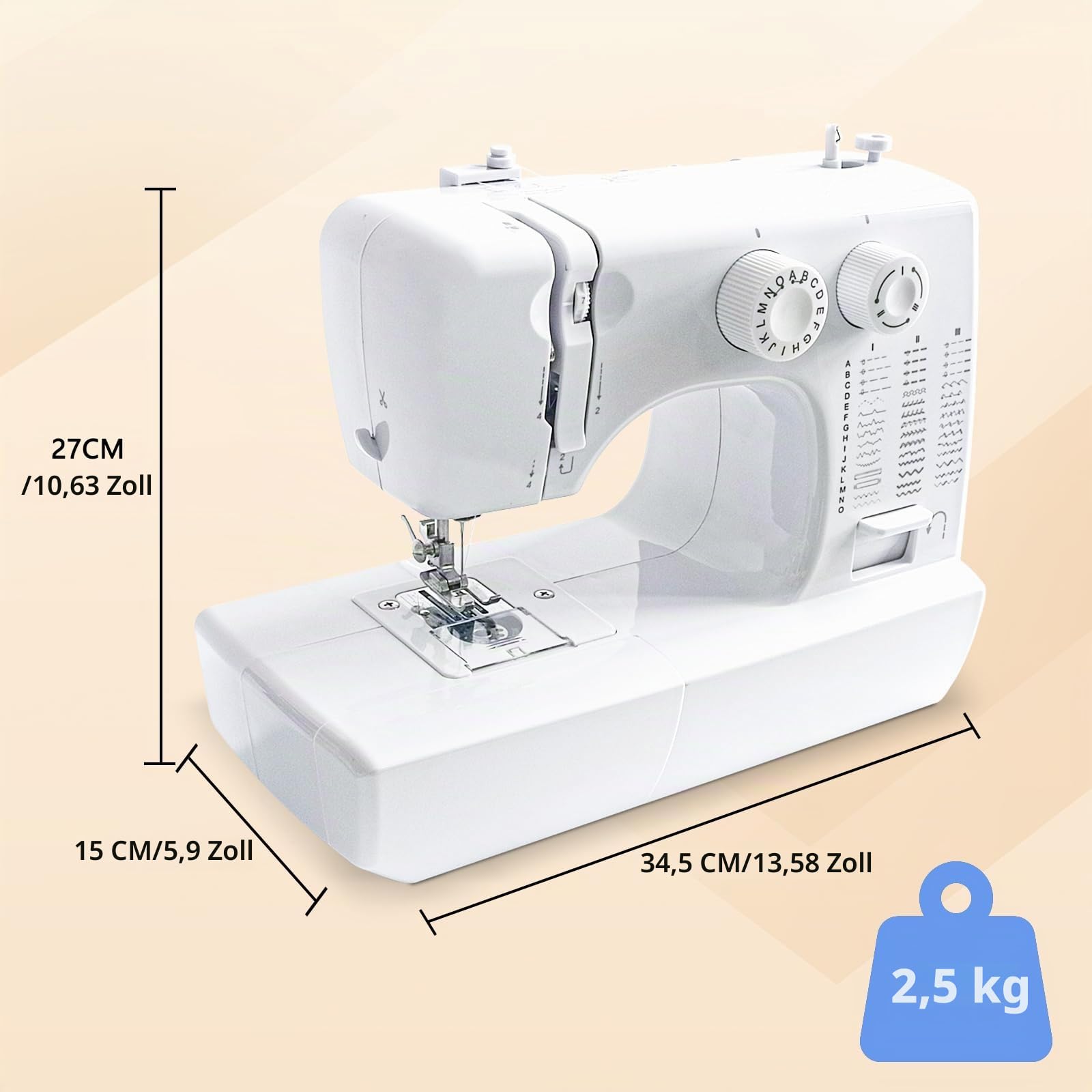 Nähmaschine für Anfänger Verbessert, 45 Stichprogrammen kleine nähmaschinen Mini Sewing Machine, Elektrische Nähmaschine Kinder mit Großes Fußpedal & Nähset & LED-Nählicht