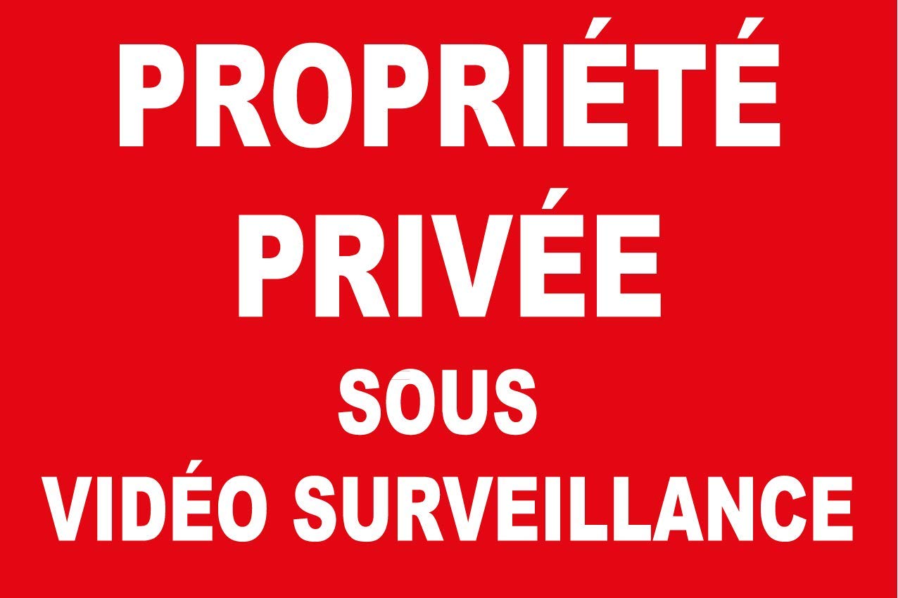 Panneau propriété privée sous vidéo Surveillance en PVC de 5mm d'épaisseur 600X400mm