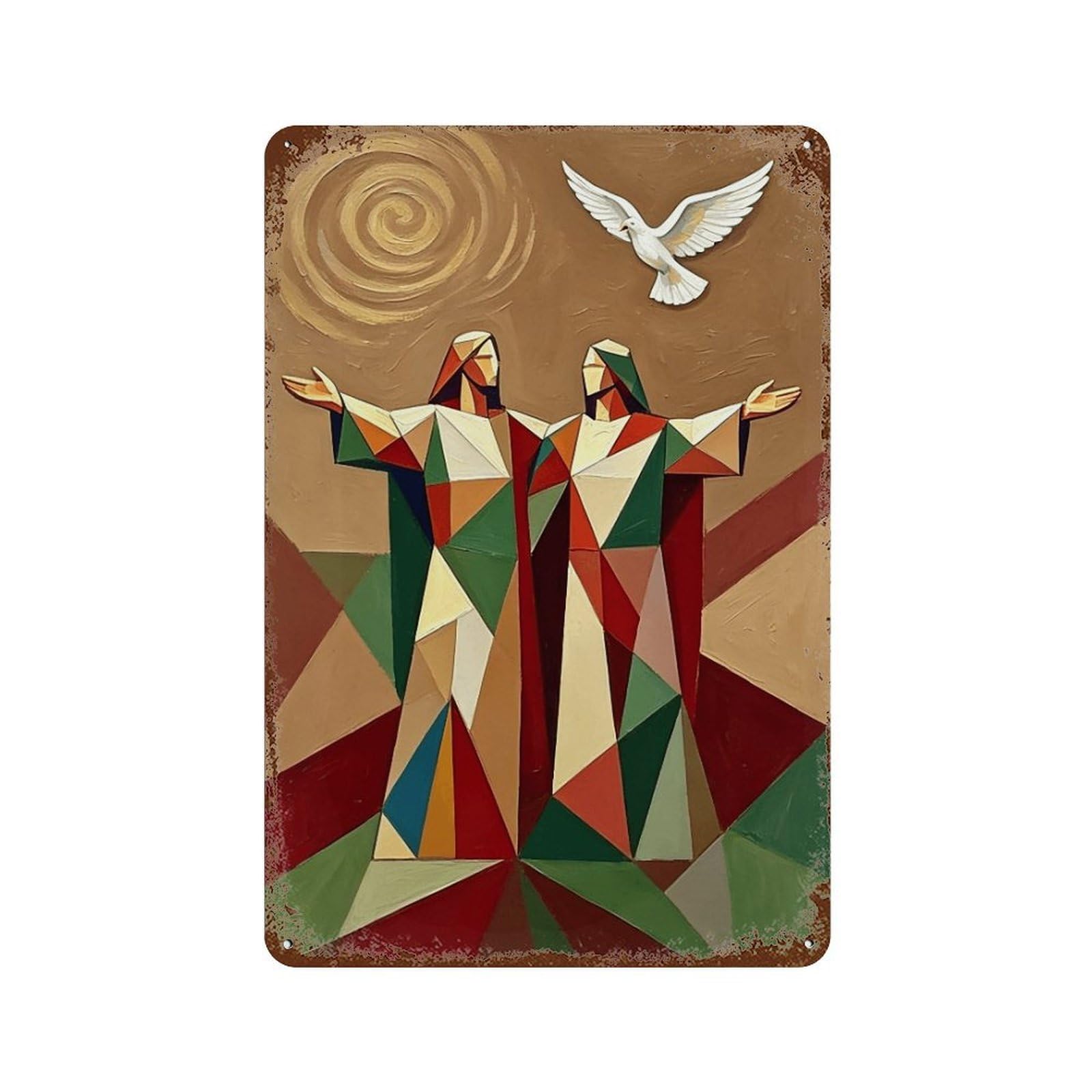 MGHTGRWE Christ And Dove of Peace (1) Poster Wall Art Iron Vintage Metal Tin Sign Modern Home Cofffee Club Art Bar Shop Decor 30x20cm