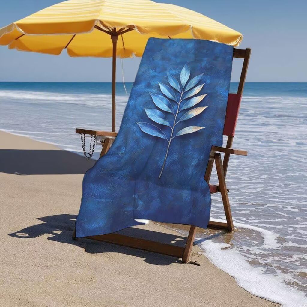 Toalla de Playa Grande 220x100cm/35x70cm, Juego de 2 Toalla Microfibra XXL de Antiarena, Toallas Playa Suave Ligera, Absorbente Secado Rápido, Beach Towel Viaje Yoga, Regalo Mujer Hombre (Hojas) C-94