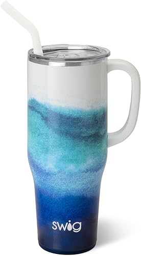 Swig Life Mega taza de 40 onzas, vaso de 40 onzas con asa y popote, apto para vasos, apto para lavavajillas, vaso aislado extragrande, acero
