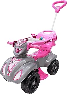 Quadriciclo Infantil Baby Aranha Girl, Rosa, Veículo de Passeio com Empurrador para Crianças, Quadriciclo Andador, Brinquedo de Passeio Seguro, Confortável e Resistente para Meninas