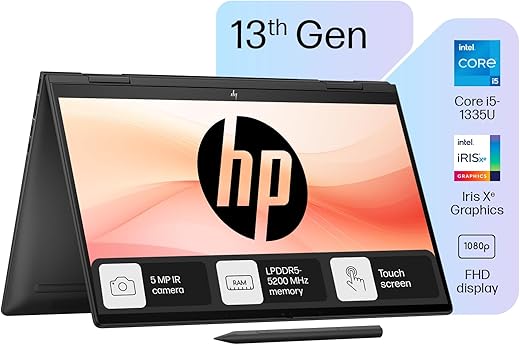 HP Envy x360, 13th Gen Intel Core i5-1335U, 15.6-inch (39.6 cm) FHD,Creator Laptop,16GB LPDDR5, 512GB SSD, Intel Iris Xe Graphics, 5MP IR Camera,…