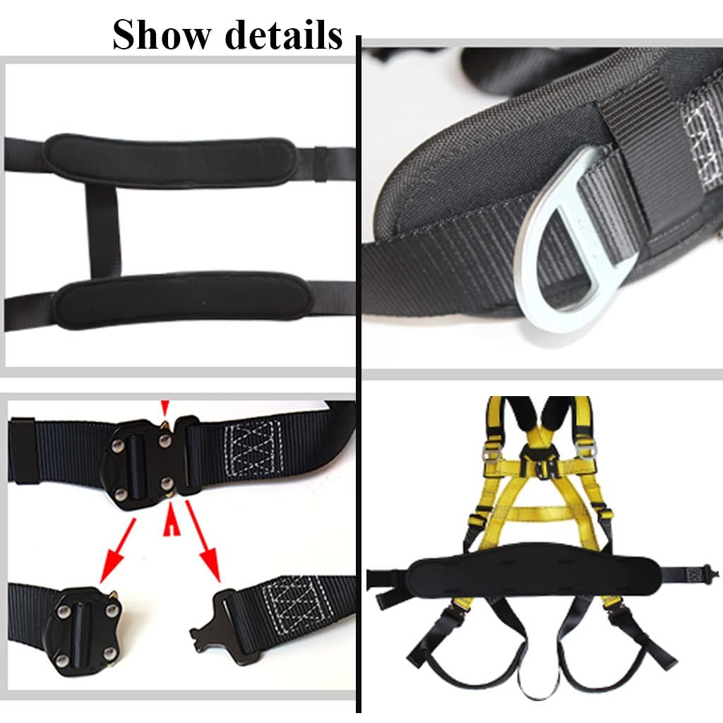 SwaYve Cinturón de Seguridad para Trabajos Aéreos, Arnés de Detención de Caídas, Arnés de Seguridad de Cuerpo Completo con Protección Contra Caídas, Arnés de Escalada de 5 Puntos