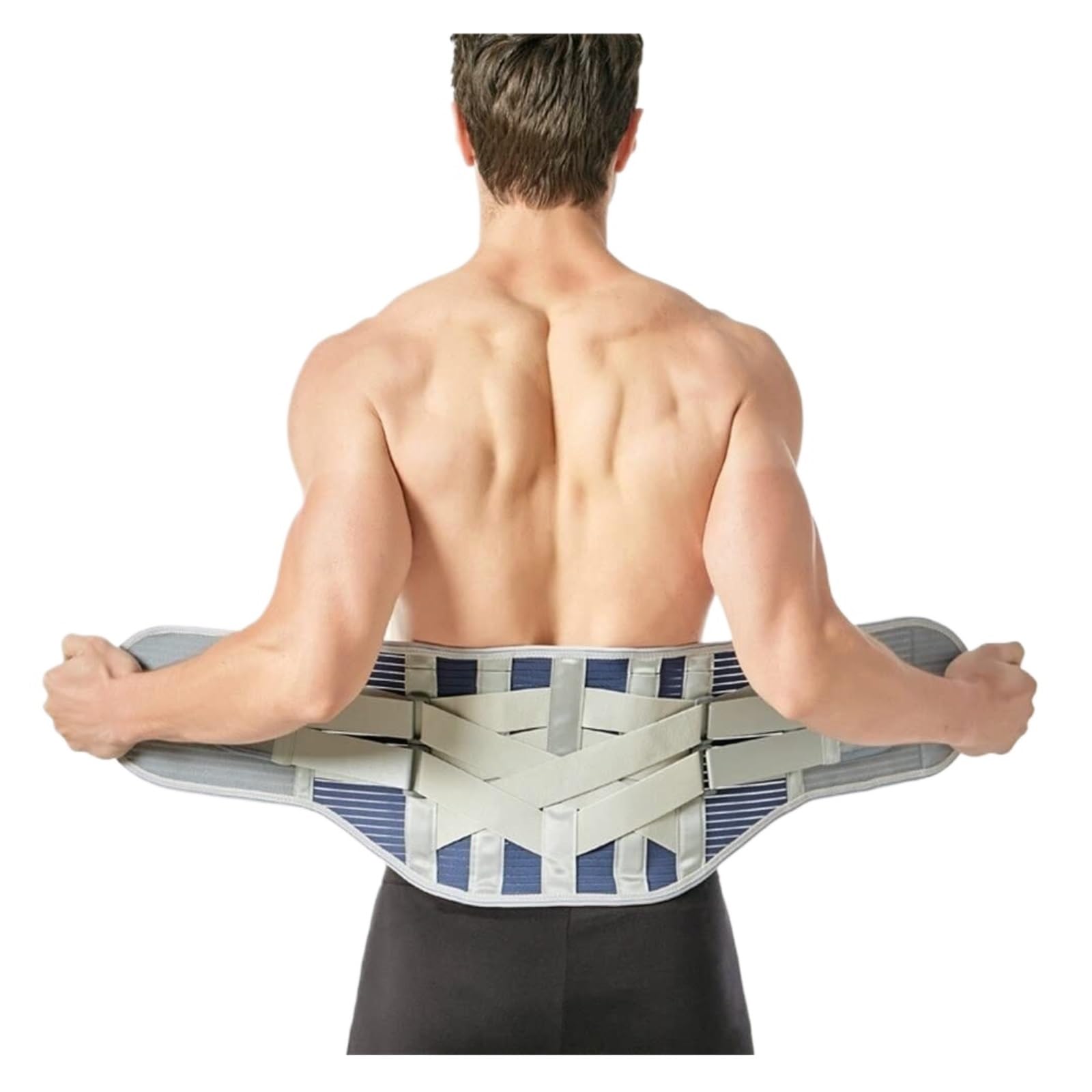 Rückenstützgürtel für Sport Lendenwirbelstützgürtel-Rückenstütze Mit Abnehmbaren Doppelzuggurtpolstern Und Stahlschienen Rückenbandage Rückengürtel(L)
