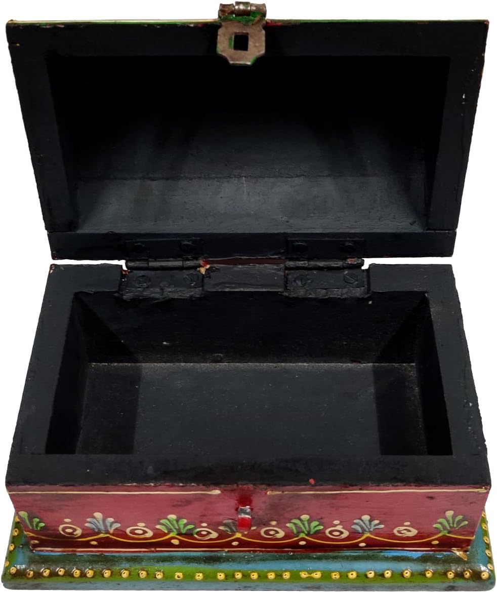 Purpledip Wooden Treasure Box: Colorful Handpainted Pirate Chest Design Trunk For Jewellery, Bills, Makeup Or Trinkets (10101a)