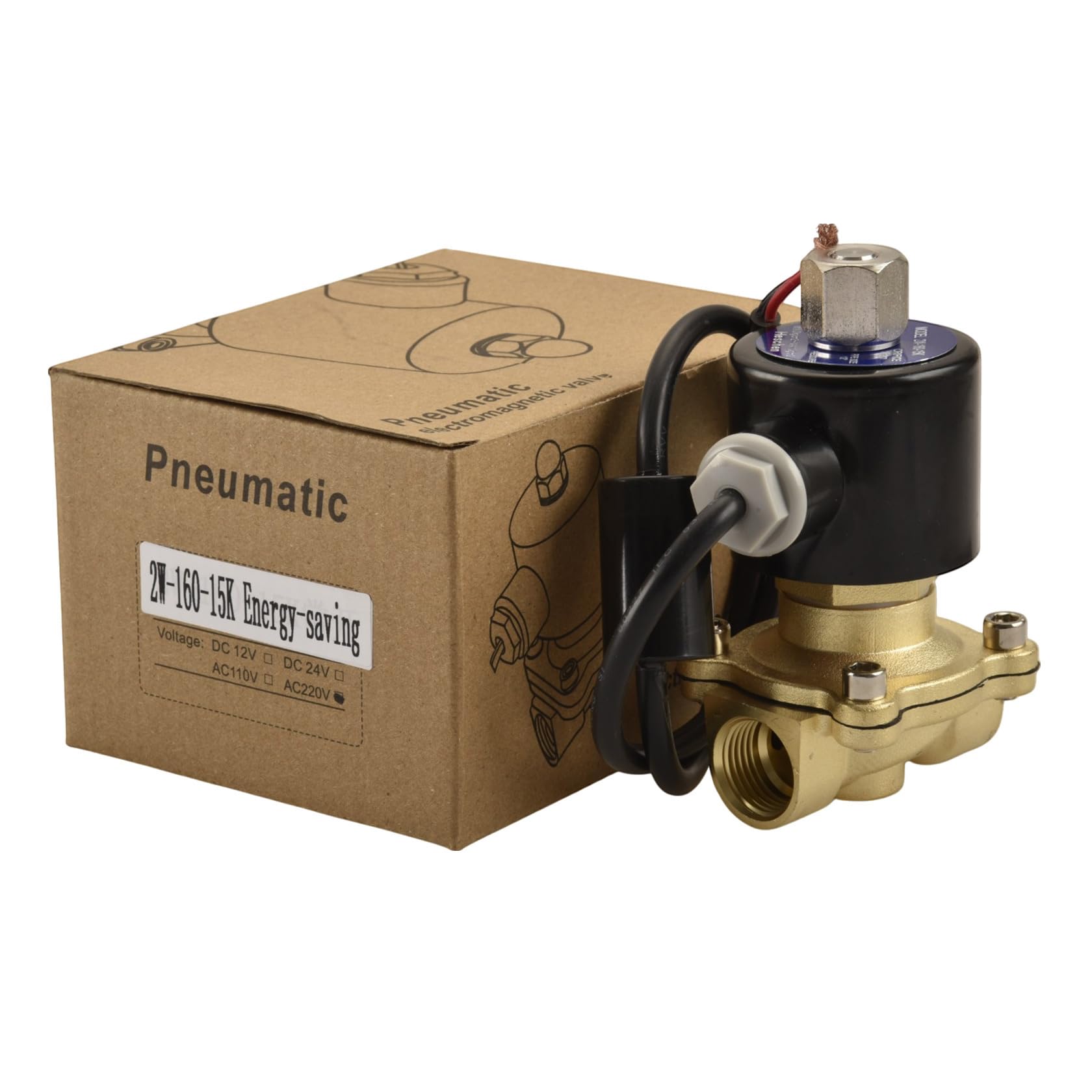Heschen ottone elettrico elettrovalvola, 2W-160-15KJ, PT1/2'', AC220V, diretto azione acqua aria gas, normalmente aperta, valvola di ricambio