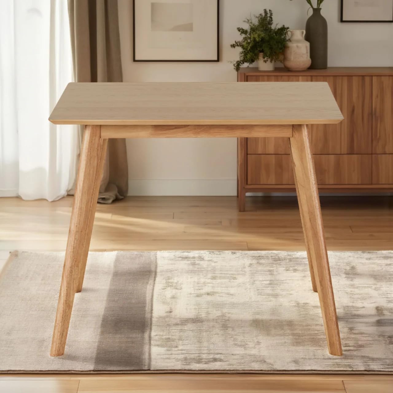 Loft Wellington Dining Table – Modern & Stylish Table for Home Dining – Compact Sleek Design. (Oak, Square)